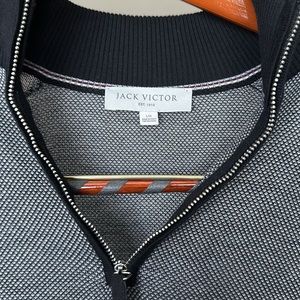 Jack Victor  Cotton and Silk Quarter Zip Sweater in Black size Large.